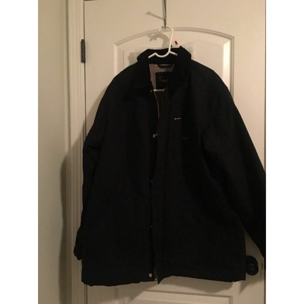 Walls Workwear Men's Duck Canvas Jacket Coat Zip Up Snap Size XL Black